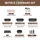 preview thumbnail 25 of 26, 30-Piece Kitchen Granite Cookware and Bakeware Set, Cooking Pans Set Non-Stick Pots and Pans Set