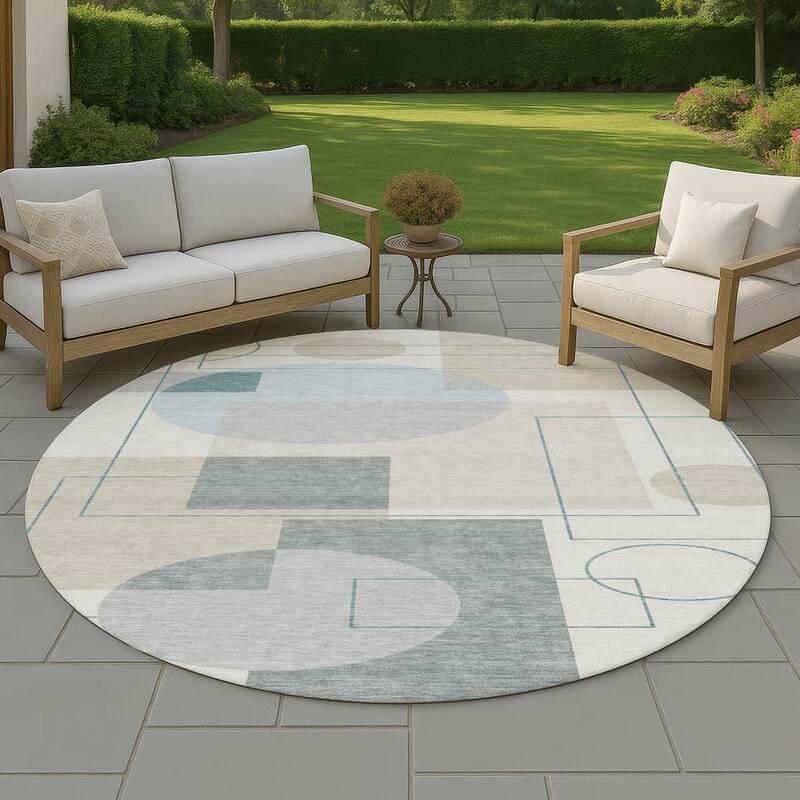 Machine Washable Indoor/ Outdoor Modern Filly Chantille Rug - Ivory - 8' x 8'