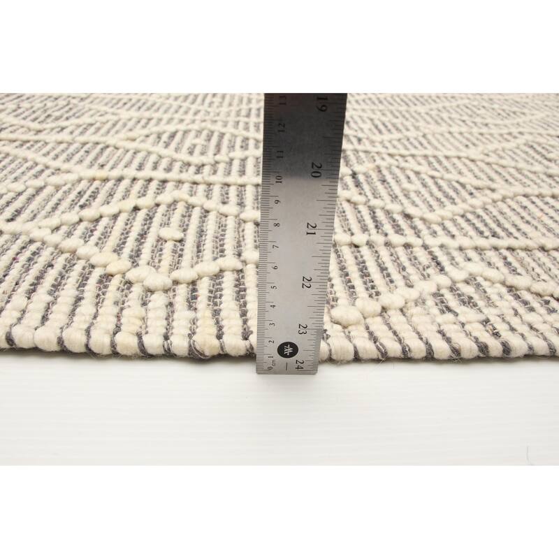 ECARPETGALLERY Braid weave Sienna Grey Wool Rug - 5'1 x 8'1