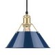 preview thumbnail 1 of 0, Yep by Golden Lighting Orwell 1-light 10in Pendant in Brushed Champagne Brass and Navy Blue shade - Gold