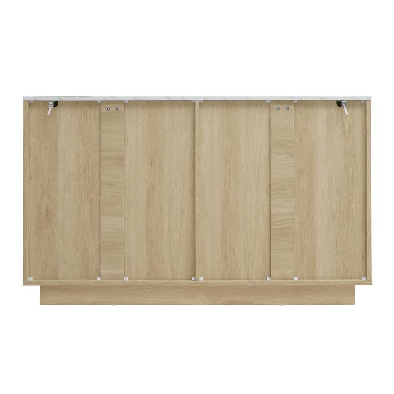 Fluted 6 Drawer Dresser, Double Dresser Chest with LED lights