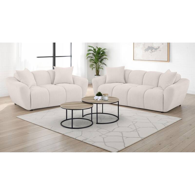 Destino Chenille Splayed Arm Sofa Set Greige