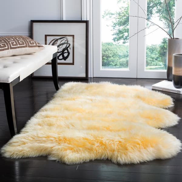 Safavieh Handmade Natural Sheepskin Leanca Shag Solid Rug On Sale Overstock 20602775