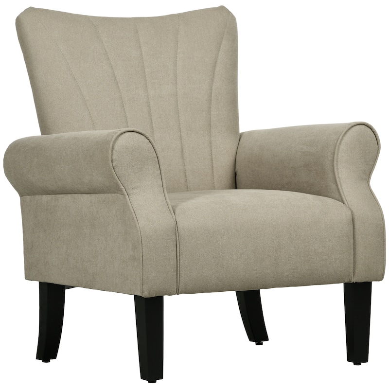 Fabric Accent Chair, Armchair with Wood Legs