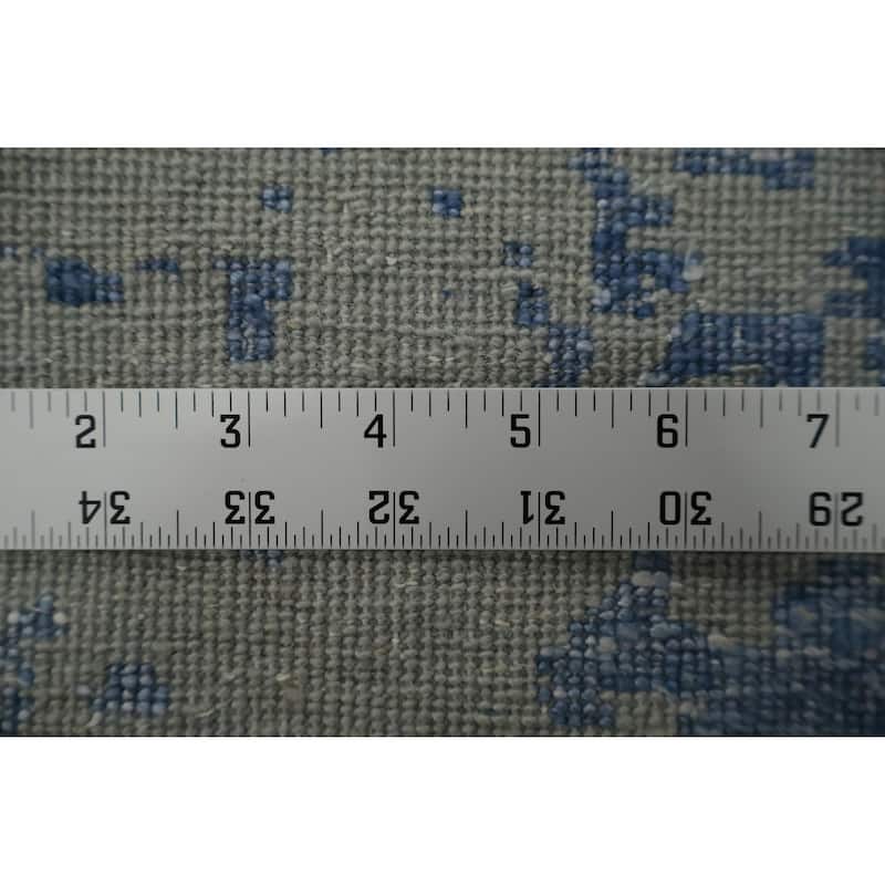 Hand Knotted Oriental Silk Carpet Modern Abstract Navy Blue & Blues Modern Area Rug - 5' 7'' X 3' 4''