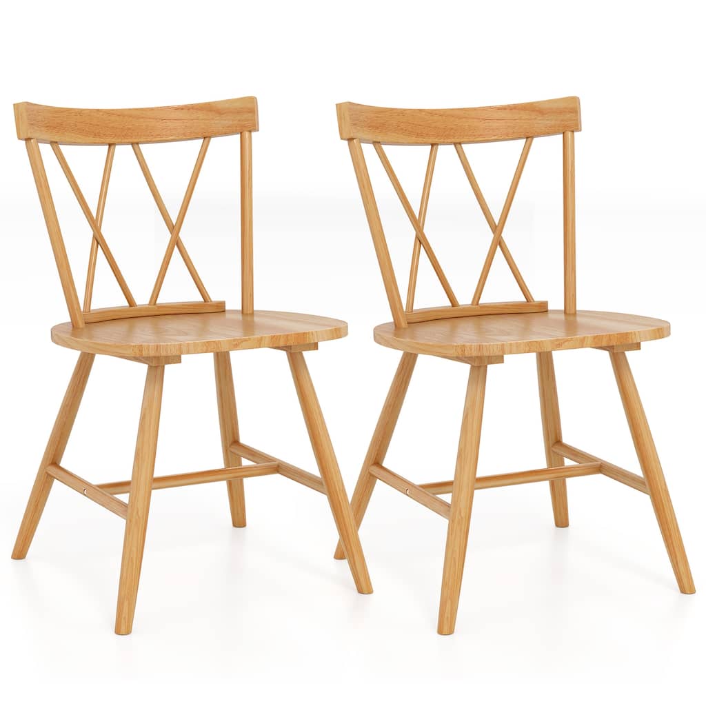 Costway Dining Chairs Set of 2/4 Farmhouse Kitchen Chair with Rubber