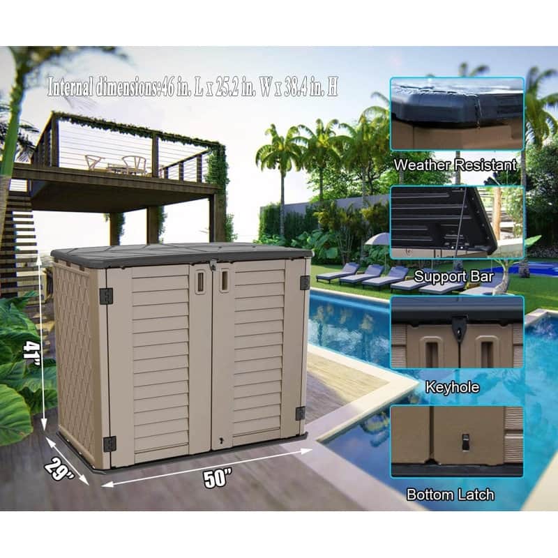 Outdoor Resin Deck Box Storage Shed for Garden,Patios,Backyards,Tools
