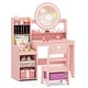 preview thumbnail 12 of 18, Gymax Kids Vanity Table Set w/ Lighted LED Mirror Princess Dressing Pink