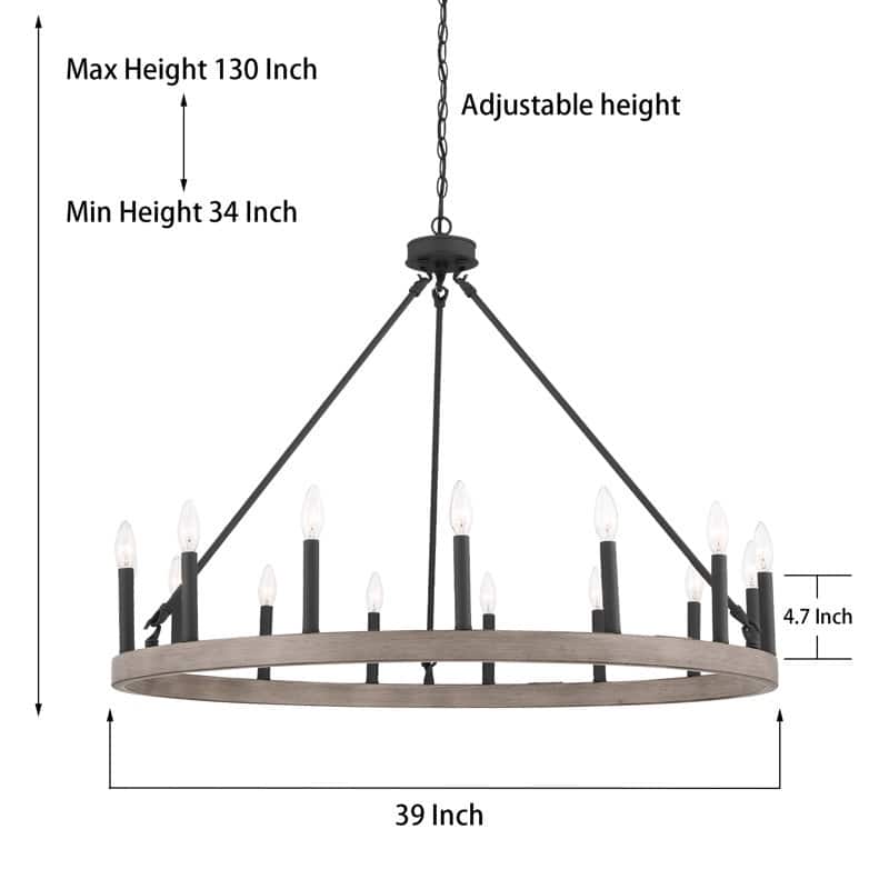 Acroma 15 Light Modern Farmhouse Wagon Wheel Chandelier-UL Certified - N/A