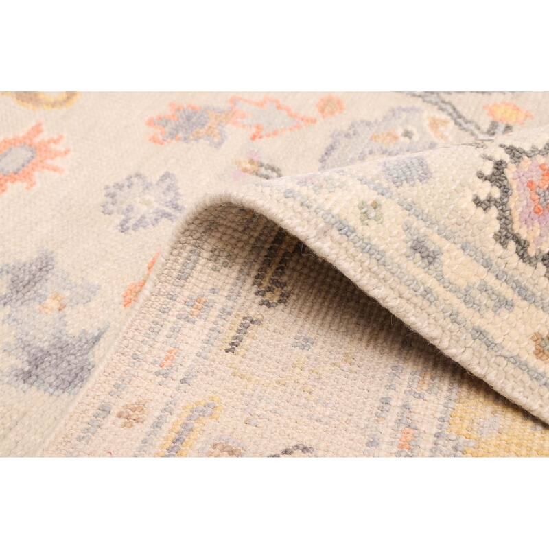 ECARPETGALLERY Hand-knotted Modern Oushak Light Grey Wool Rug - 3'7 x 5'6