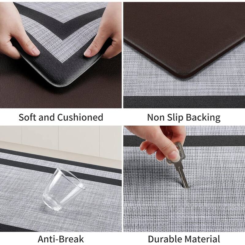 2 PCS Kitchen Mat Cushioned Anti-Fatigue Non-Skid Waterproof Rugs - 17.3x47