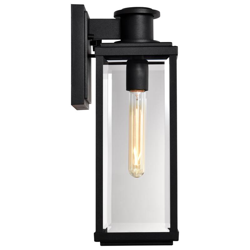 Luca Medium Outdoor Lantern Sand Black Finish Clear Beveled Glass - Sand Black
