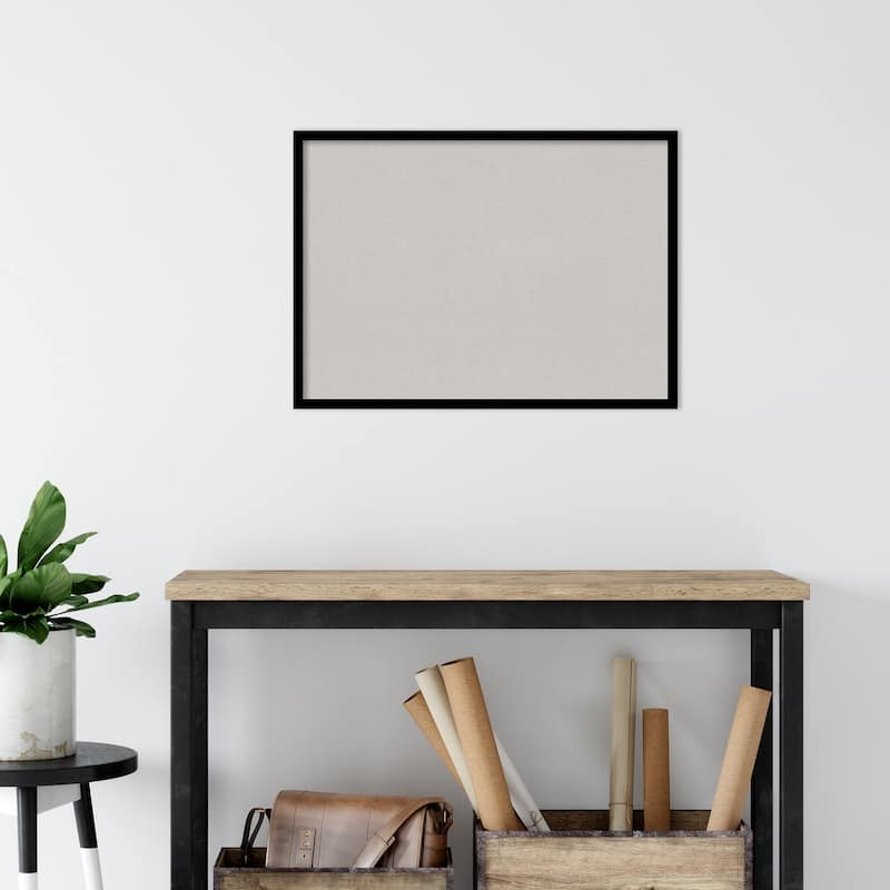 Black Gallery Deep Wood Framed Grey Corkboard Bulletin Board