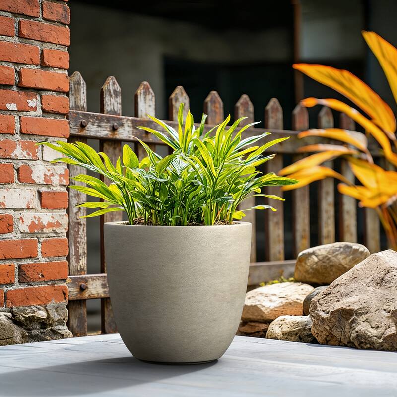 Concrete Tall Round Pot for Indoor & Outdoor(Upgraded Interior)