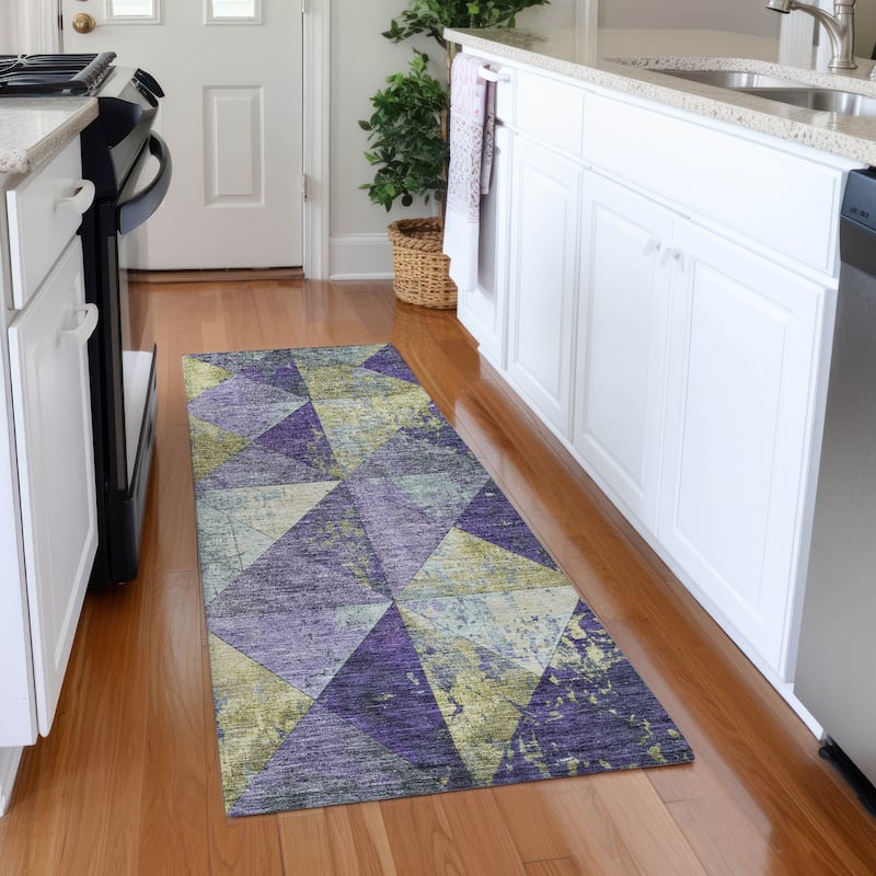 Premium Washable Super Soft Diamond Mosaic Mayfield Rug - Eggplant - 2'3" x 7'6"