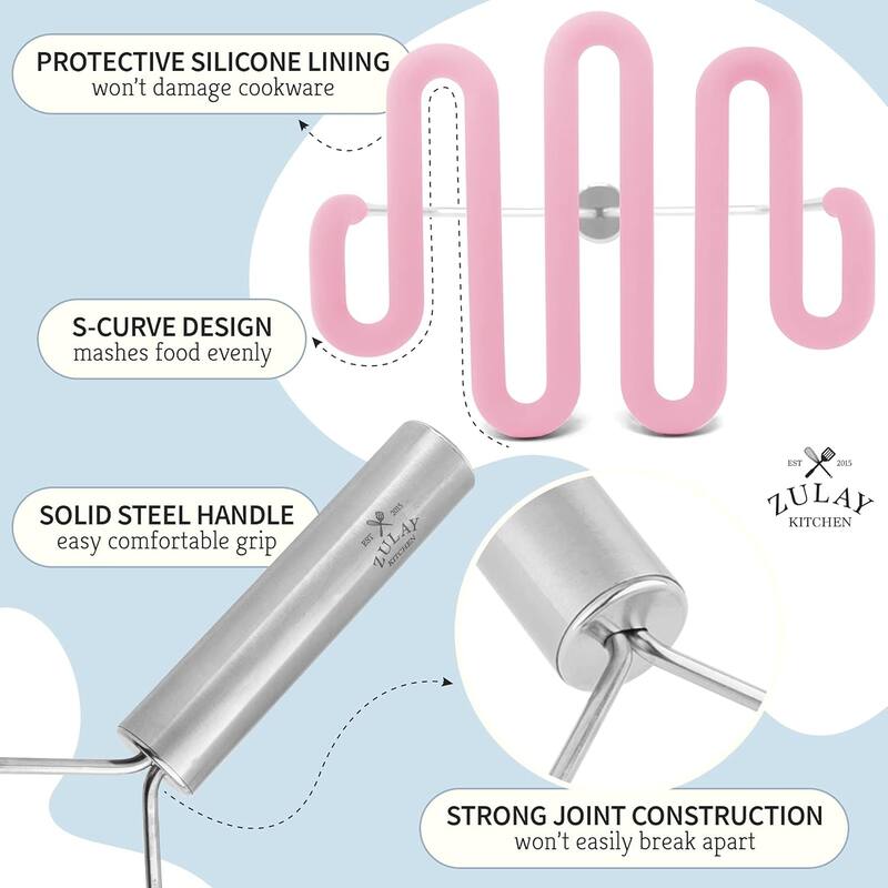 Zulay Kitchen Non-Scratch Potato Masher Kitchen Tool