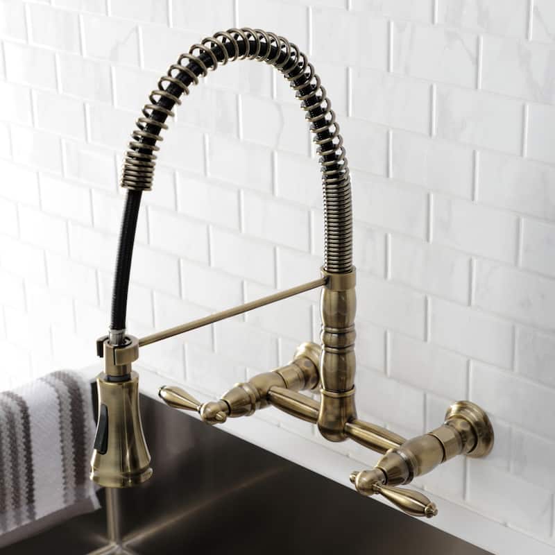 Heritage Two-Handle Wall-Mount Pull-Down Sprayer Kitchen Faucet