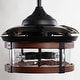 preview thumbnail 7 of 5, Industrial 3-Blade 3-Light Black and Brown Retractable Caged Ceiling Fan with Light Kit and Remote - 36 Inches