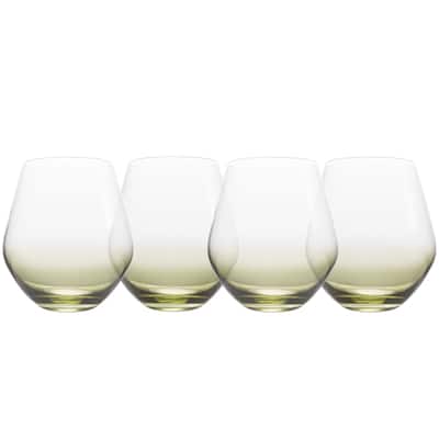 Mikasa Gianna Ombre Set of 4 Stemless Wine Glasses, 19-Ounce, Sage