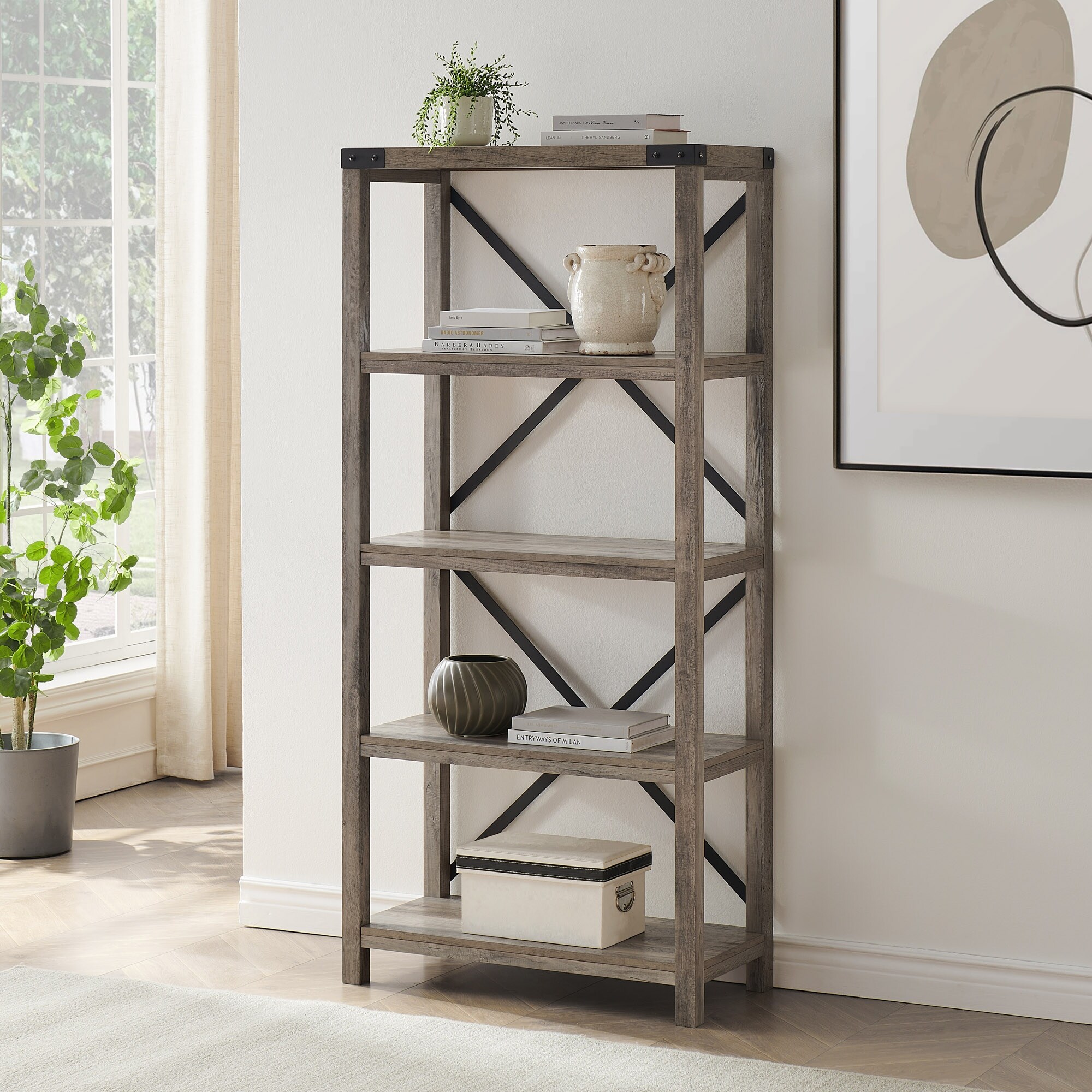 Walker Edison Designs 64-inch Open Back Bookshelf - On Sale