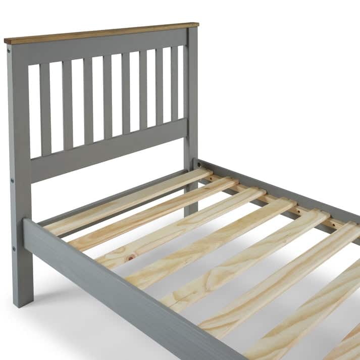 Wood Slatted Twin Size Bed Corona Collection | Furniture Dash