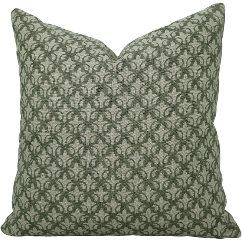 Linen Bohemian Block print pillow Cover Rajputana - Pillow Covers - 14" x 14"