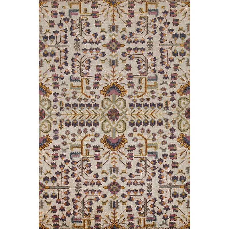 All-Over Kazak Area Rug Hand-Knotted Wool Carpet - 5'1"x 7'11"