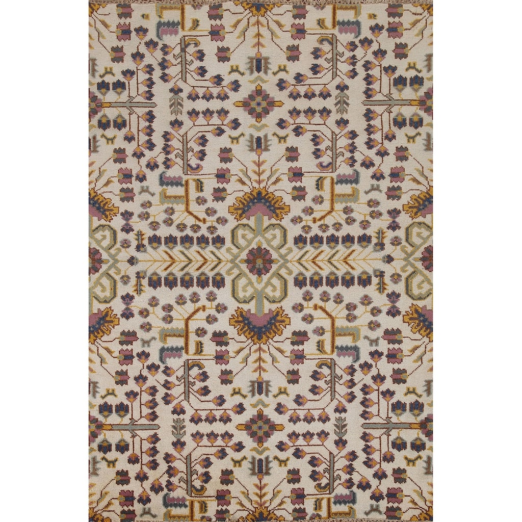 All-Over Kazak Area Rug Hand-Knotted Wool Carpet - 5'1"x 7'11"