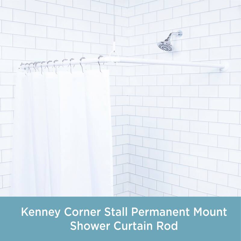 Kenney Corner Permanent Mount Shower Curtain Rod White Bed Bath