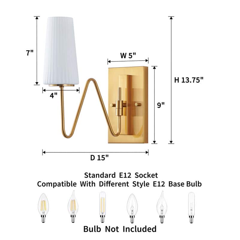 KAWOTI Modern Glam Wall Sconce with Adjustable Arm - W5.13" x D15" x H13.75"