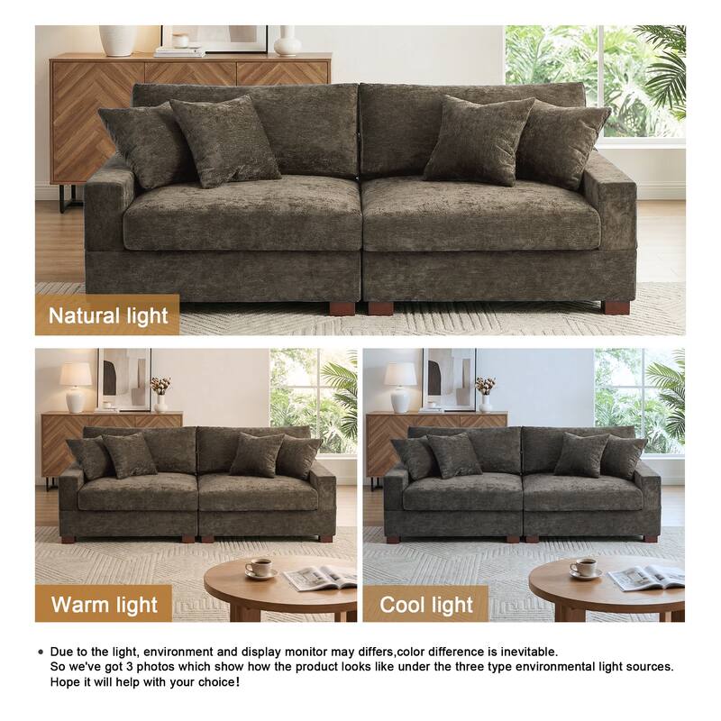 Modern Upholstered Chenille Modular Sectional Sofa with Pillow