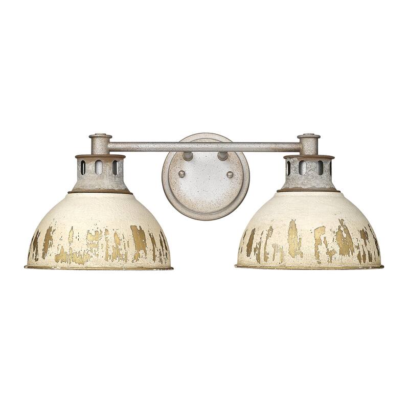 Kinsley 2 Light Bath Vanity - Aged Galvanized Steel/Antique Ivory Shade