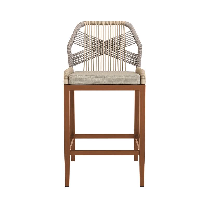 Modern Aluminum Counter Height Bar Stools, Upholstered Counter Stools with Back - 27.5"H