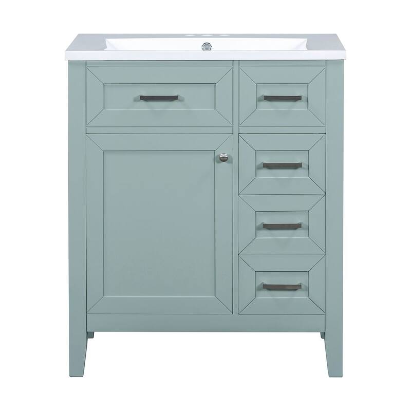 30" Solid Bathroom Vanity with Sink Set, Bathroom Cabinet with Drawers