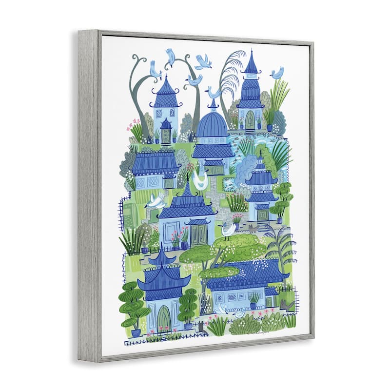 Stupell Charming Village Buildings Framed Giclee Art Design By Kay Widdowson