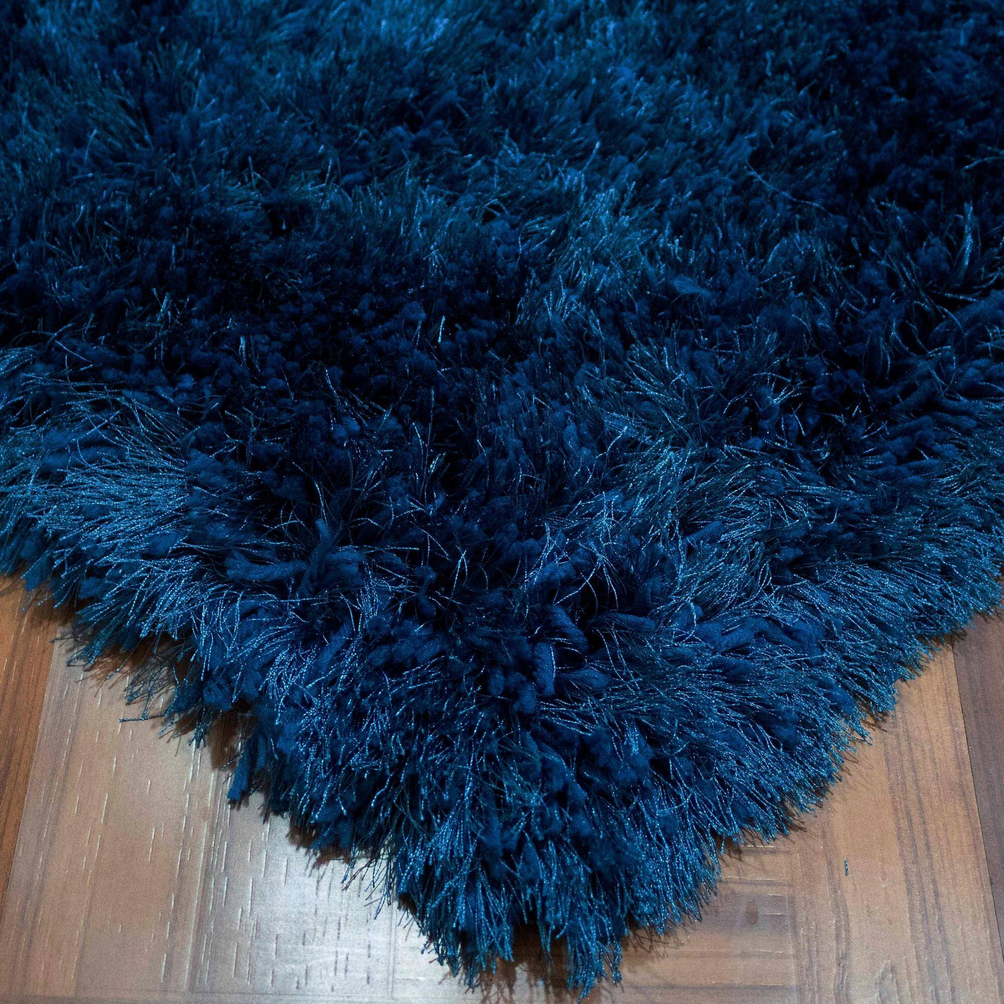 Romance Collection Blue Shag Area Rug Soft Fluffy Shaggy Modern Carpet