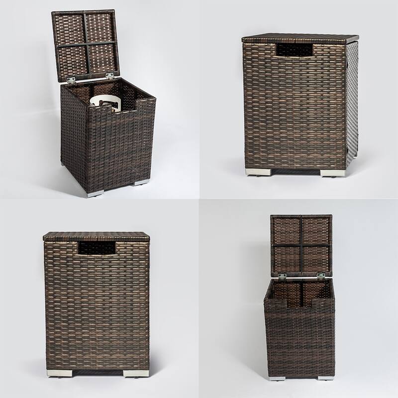 16" Propane Tank Cover, Outdoor Hideaway Brown Wicker Tank Table - 16”W