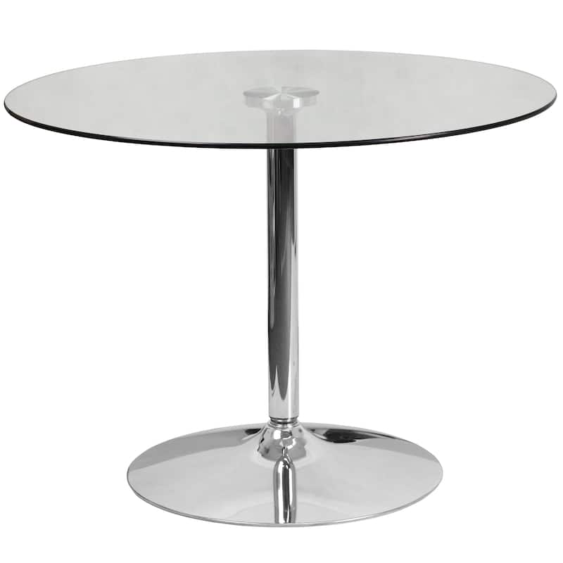 39.25" Round Glass Table with 29"H Chrome Base - 39.25"W x 39.25"D x 29"H