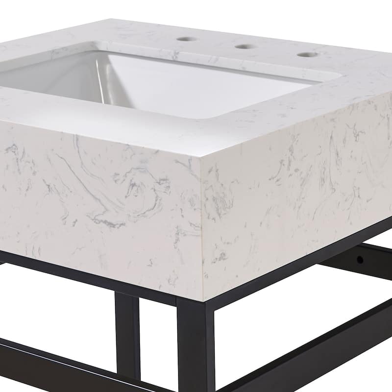 Altair Merano Bathroom Vanity Countertop in Aosta White Apron Finish Without Vanity
