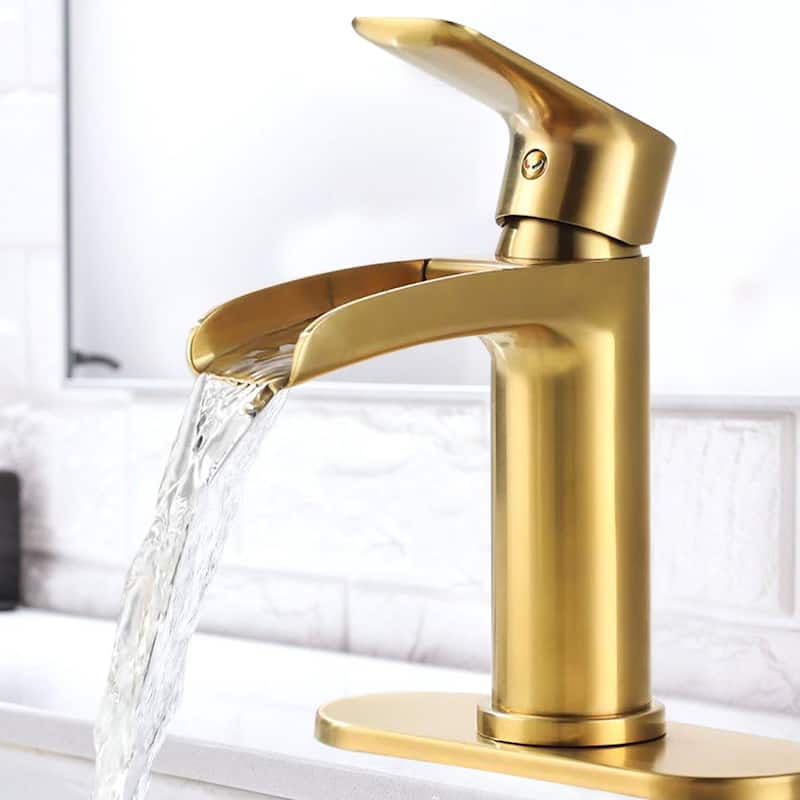 PROOX Single Handle Waterfall Spout Sink Faucet with Drain Assembly