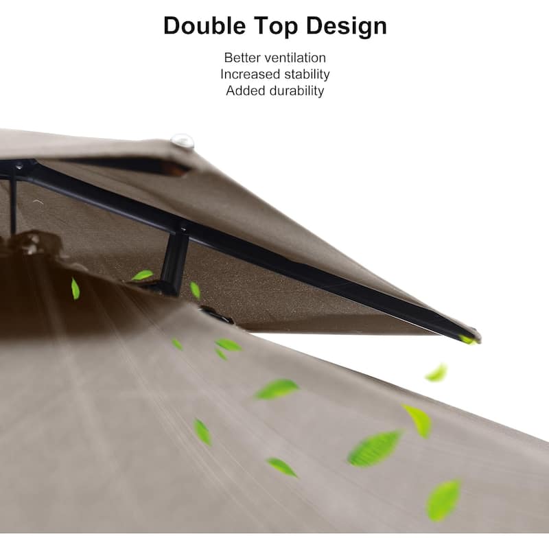PURPLE LEAF 10ft Double Top Stylish Cantilever Patio Umbrella with Base