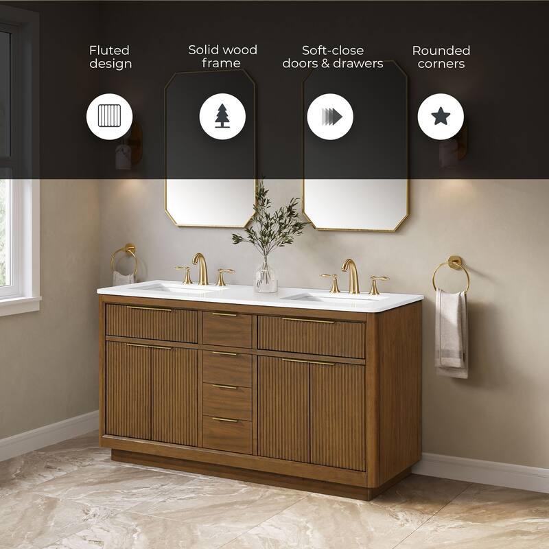 OVE Xander Bathroom Vanity with White Engineered Stone Top