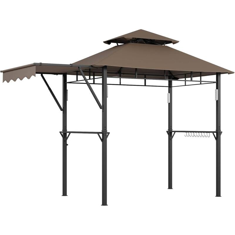 8x5 ft Durable BBQ Grill Gazebo, Weather-Resistant Canopy Shelter for Patio & Backyard - N/A - Brown