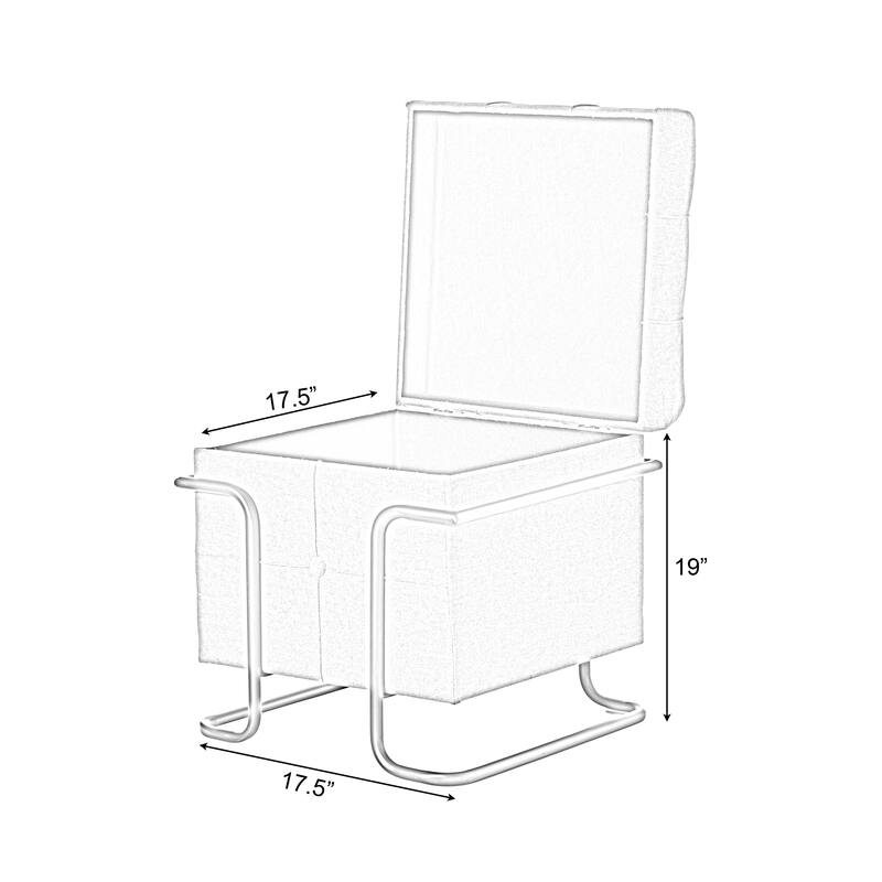 Square Fabric Storage Ottoman with Black Metal Frame