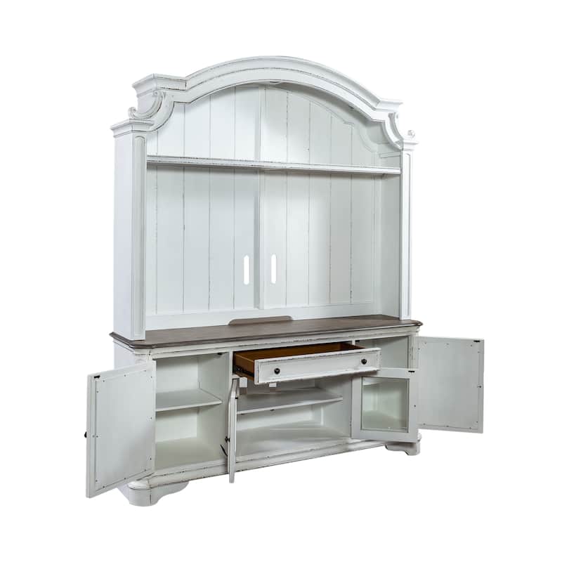 Magnolia Manor Antique White Weathered Bark Entertainment Center