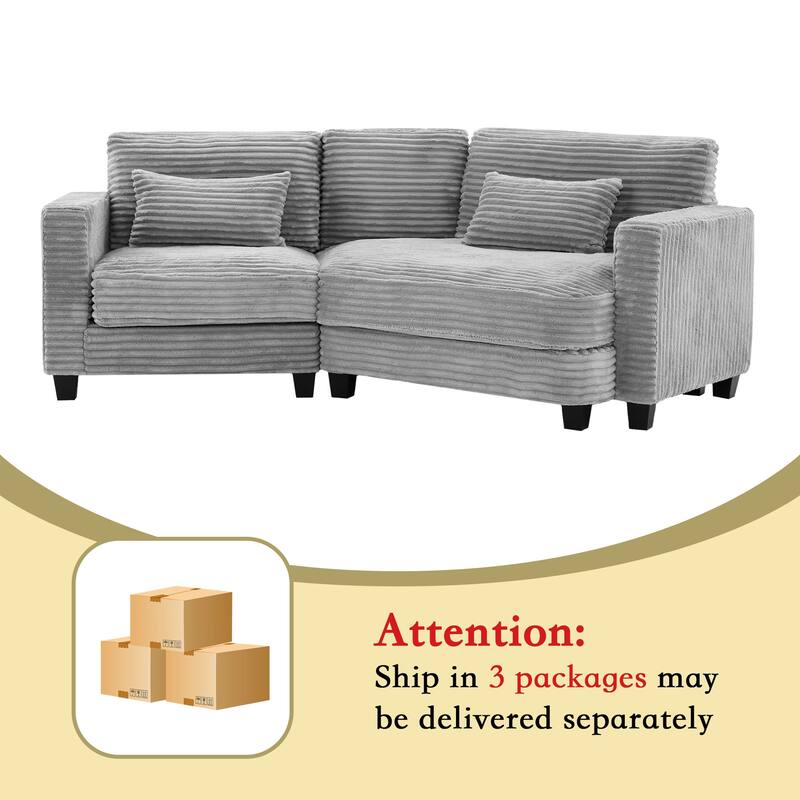 Multi-seat(3/4/5 seats) Corduroy Sectional Sofa, Modular Couch for Living Room & Business