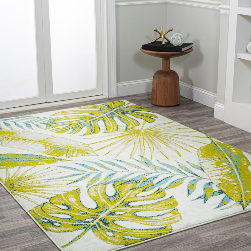 JONATHAN Y Magnolia Modern Botanical Flower Area Rug