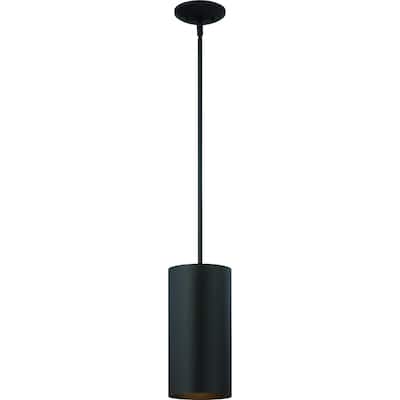 Volume Lighting 1-Light Black Outdoor Cylinder Pendant - N/A