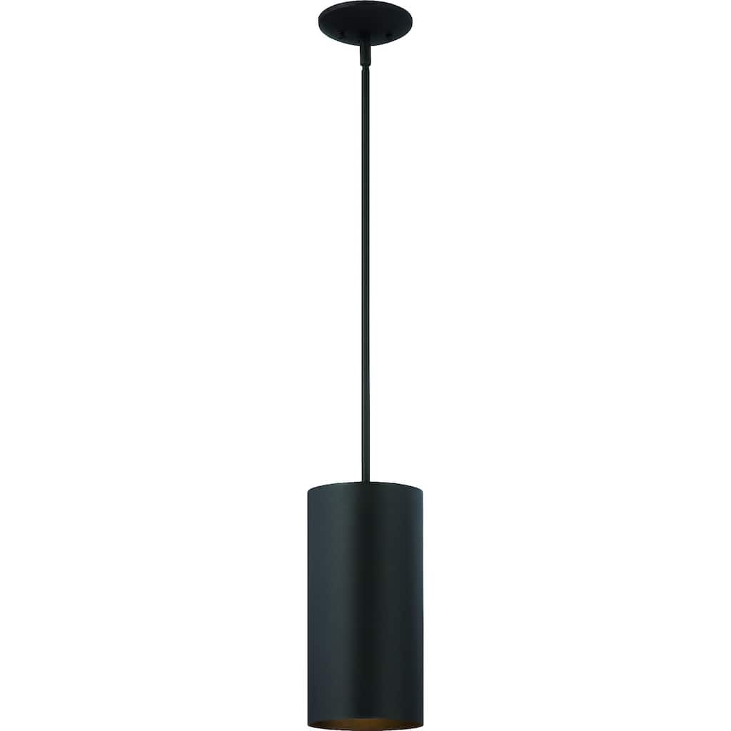 Volume Lighting 1-Light Black Outdoor Cylinder Pendant - N/A