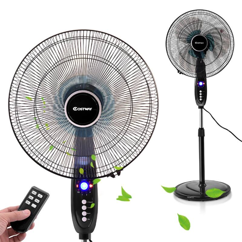 16" 3Speed Adjustable Oscillating Pedestal Fan with Remote Control